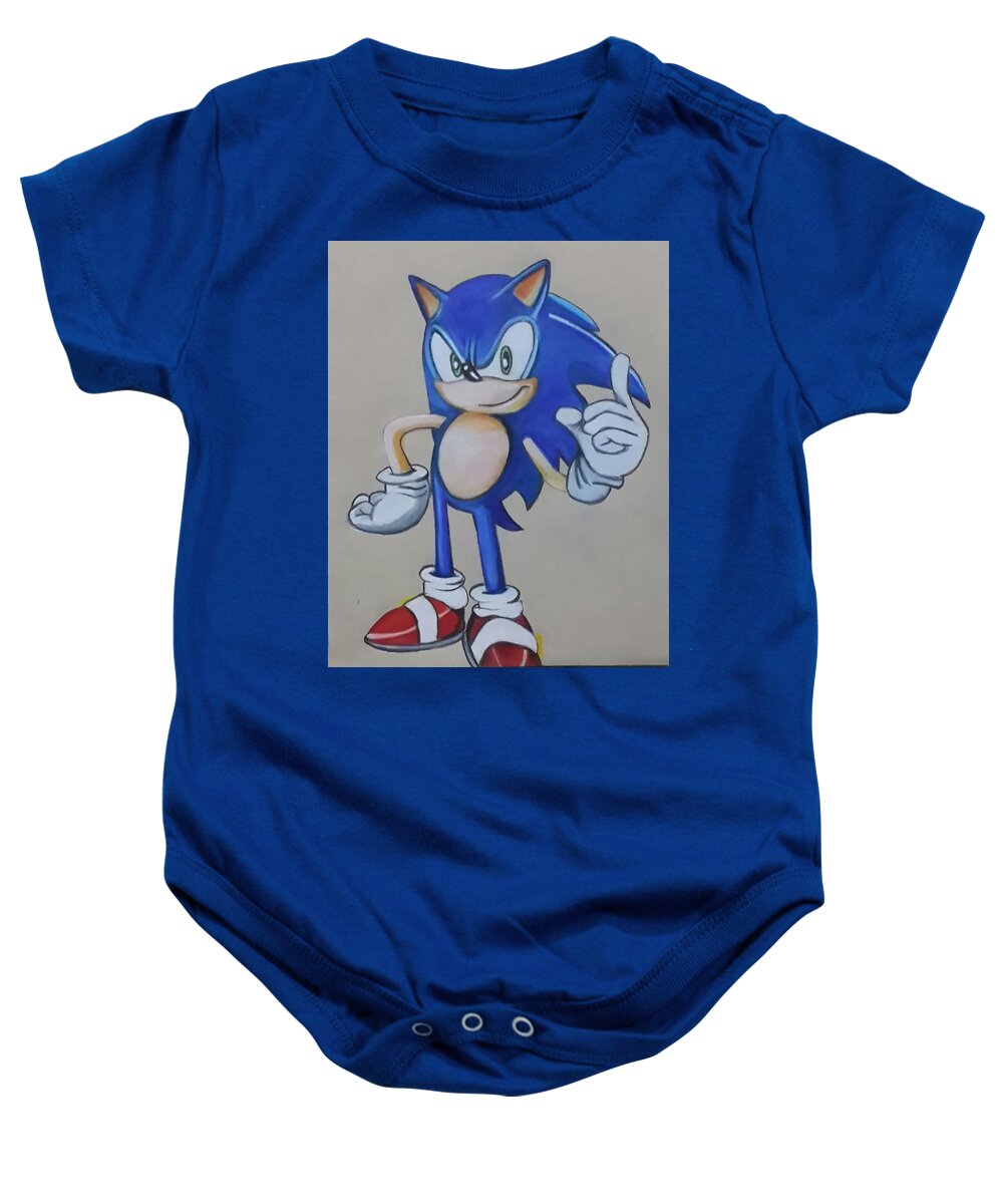 Female Baby Boy Natural Organic Sonic-The-Hedgehog Art Romper Suitable for Autumn 